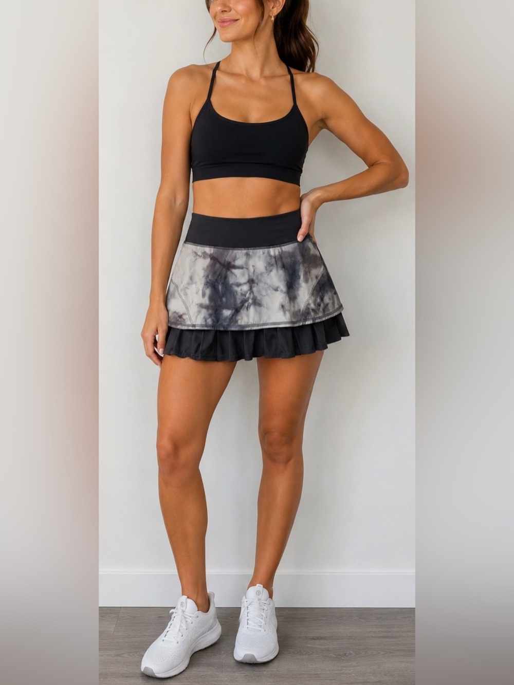 Rare Lululemon Run Resolution Skirt II Size 4 Coal Vapor Spray Dye Tinted Canvas